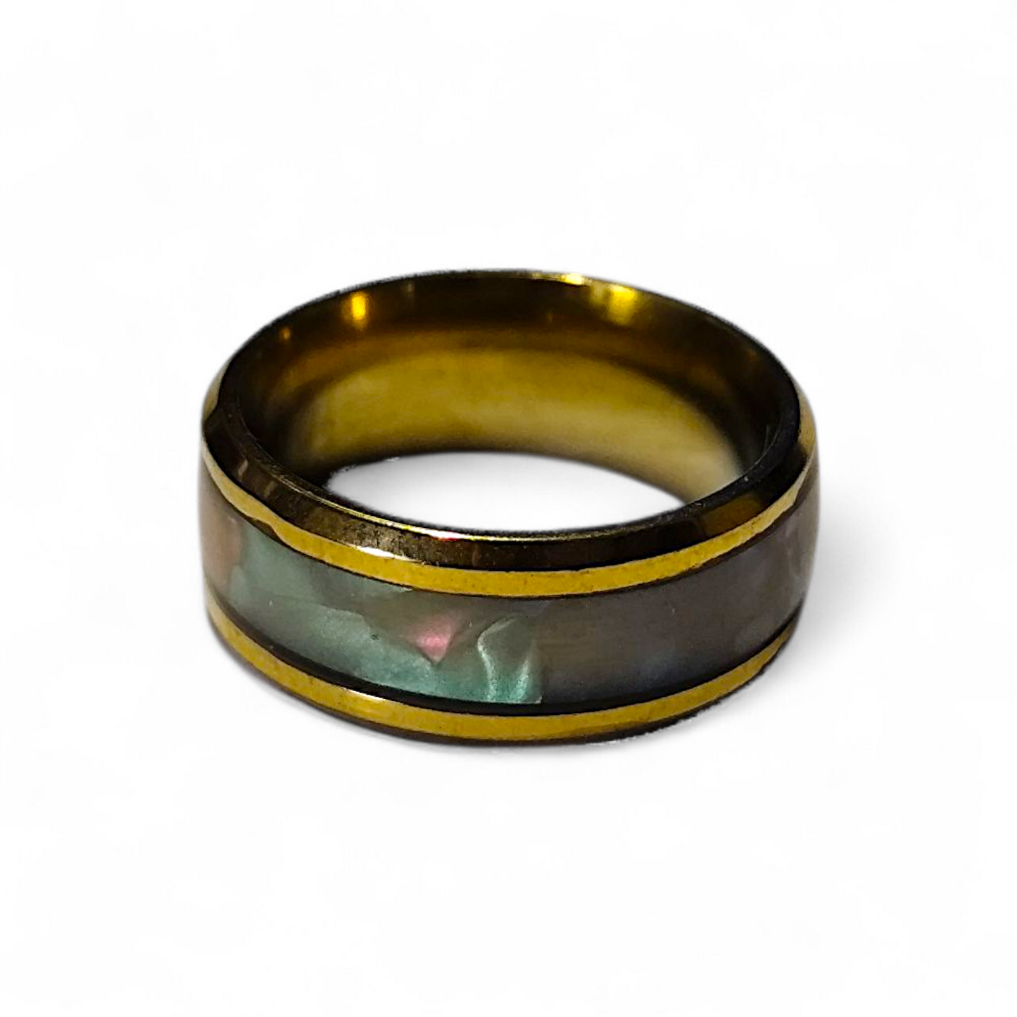 Bague "Lune" - Dorée à la résine blanche