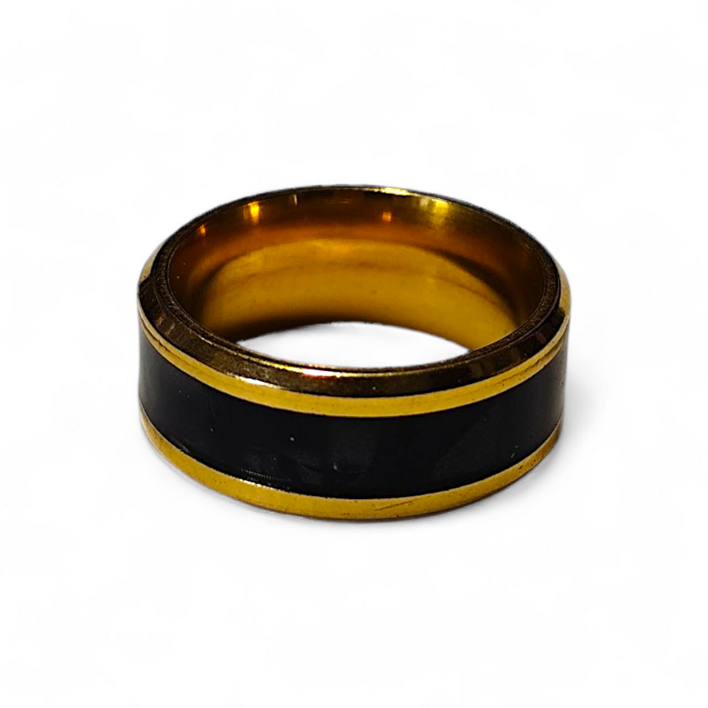 Bague "Charbon" - Dorée à la résine noire