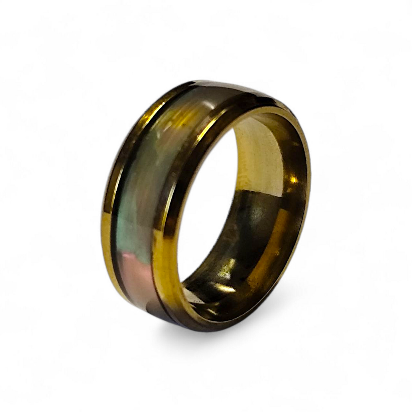 Bague "Lune" - Dorée à la résine blanche