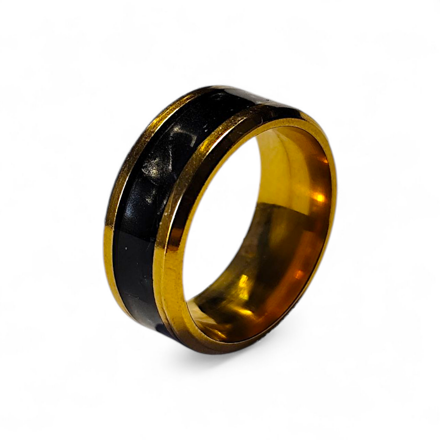 Bague "Charbon" - Dorée à la résine noire