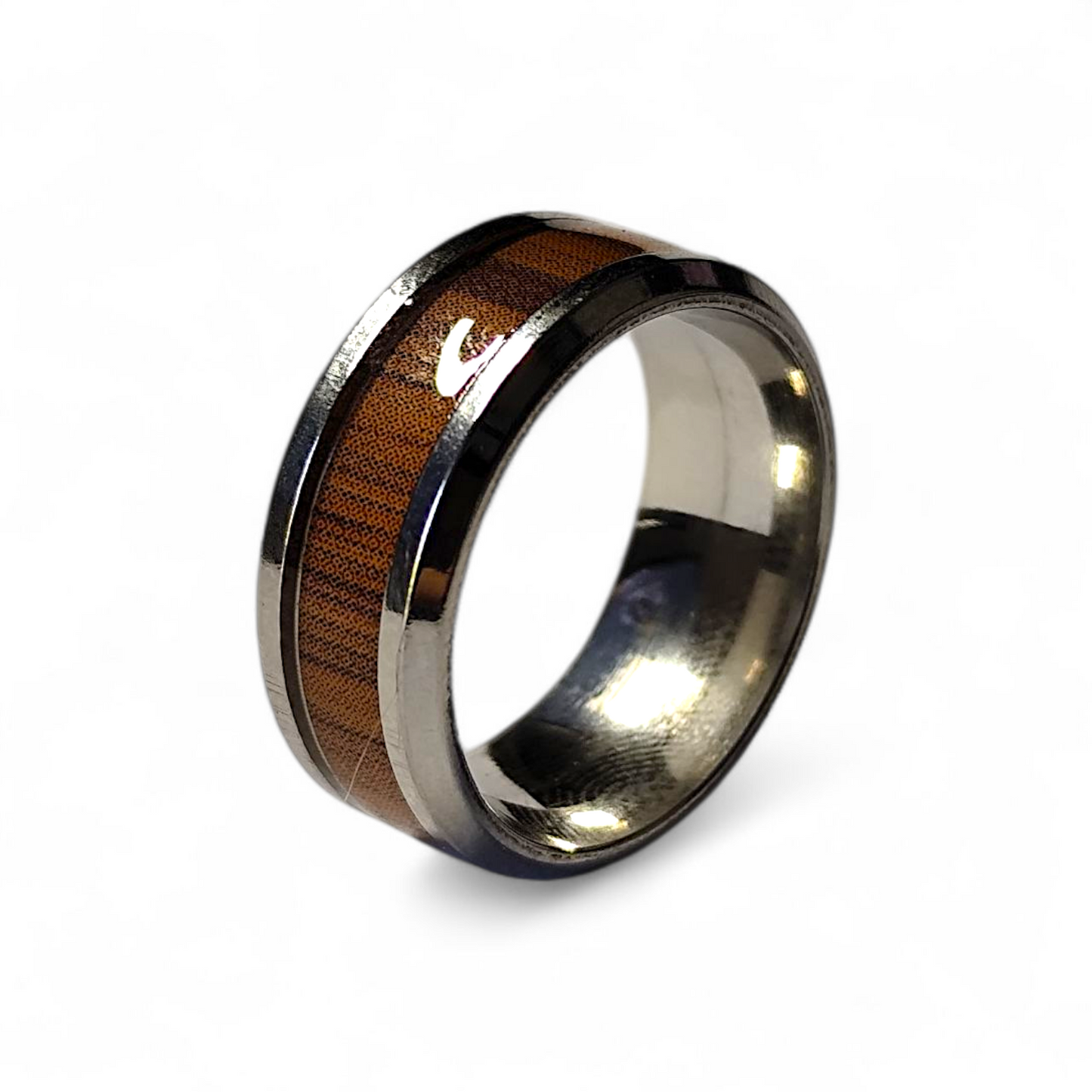 Bague "Wood" - Argentée à la résine imitation bois
